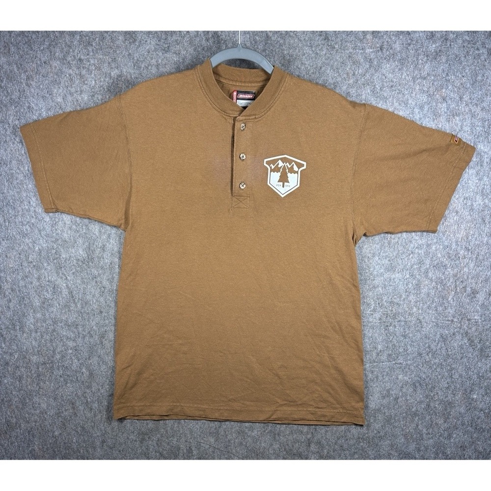 Next Adventure PDX Oregon Henley Shirt Mens Medium Brown Outdoor Hiking PNW